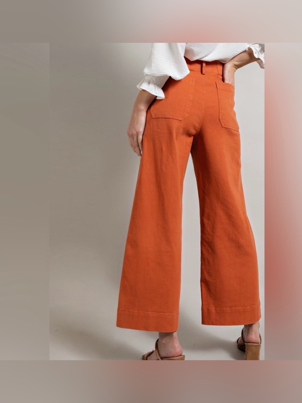 NWT Bagatelle Cropped Cotton Wide Leg Twill Pants Sedona - Picture 2 of 8